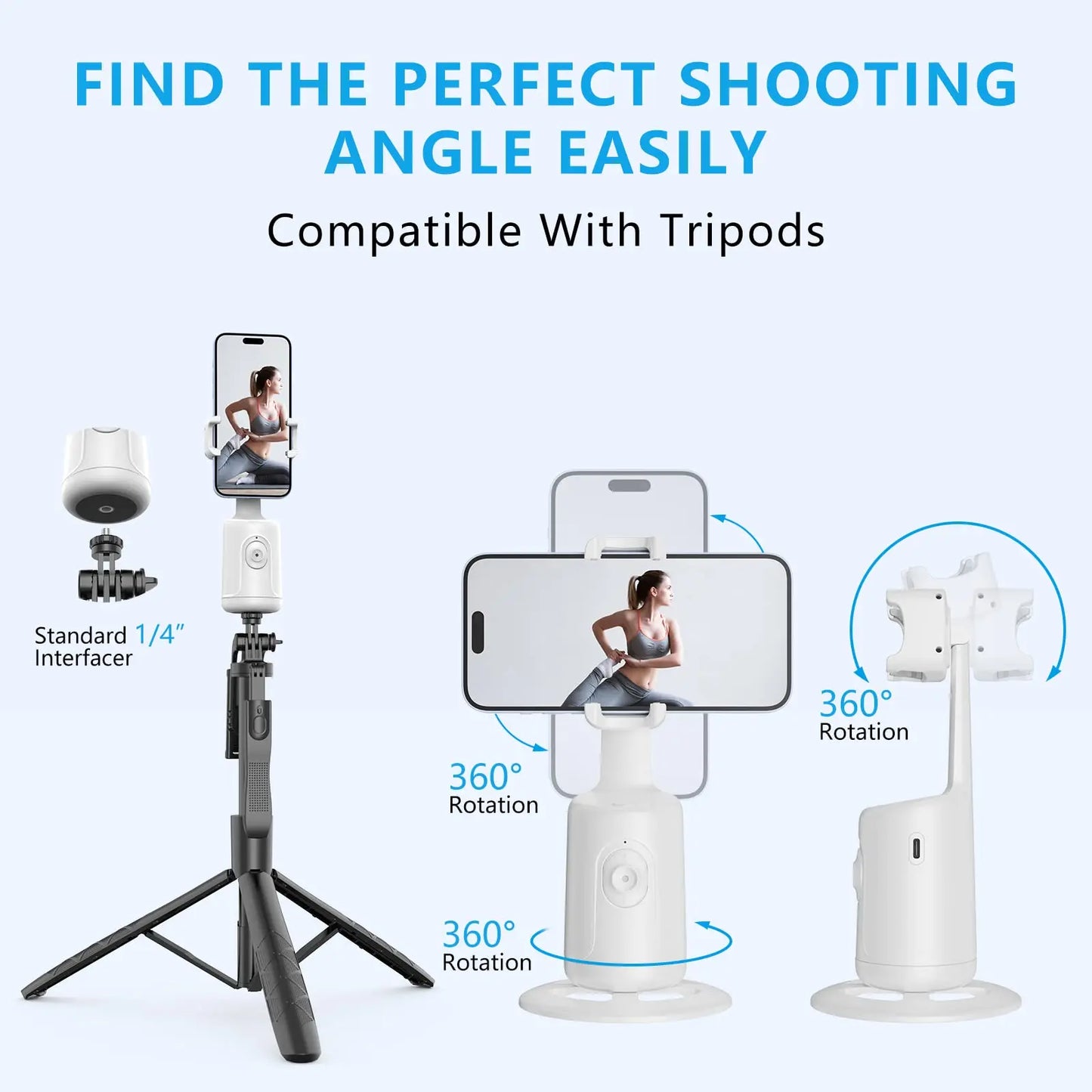 Selfie Tripod With Face Tracking (360 Degree Rotation)